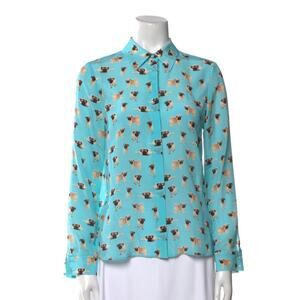 Alice + Olivia Silk Pinted Pug Blouse